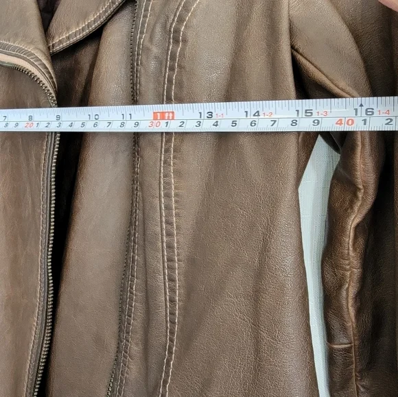 Mavi Chocolate Brown Faux Leather Moto Western Jacket - Picture 10 of 11